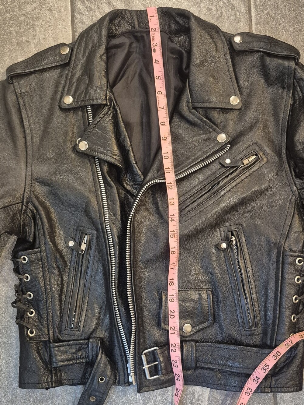 Classic Black Leather Biker Jacket - Women - Picture 7 of 8